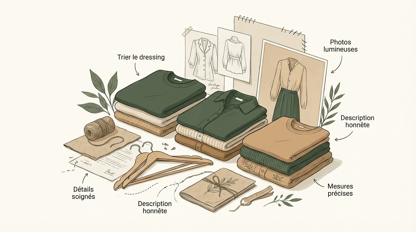 Vêtements de seconde main présentés pour la vente