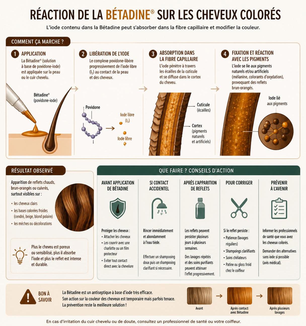 découvrez l'effet réel de la bétadine sur vos cheveux et comment elle agit sur la fibre capillaire pour mieux en prendre soin.