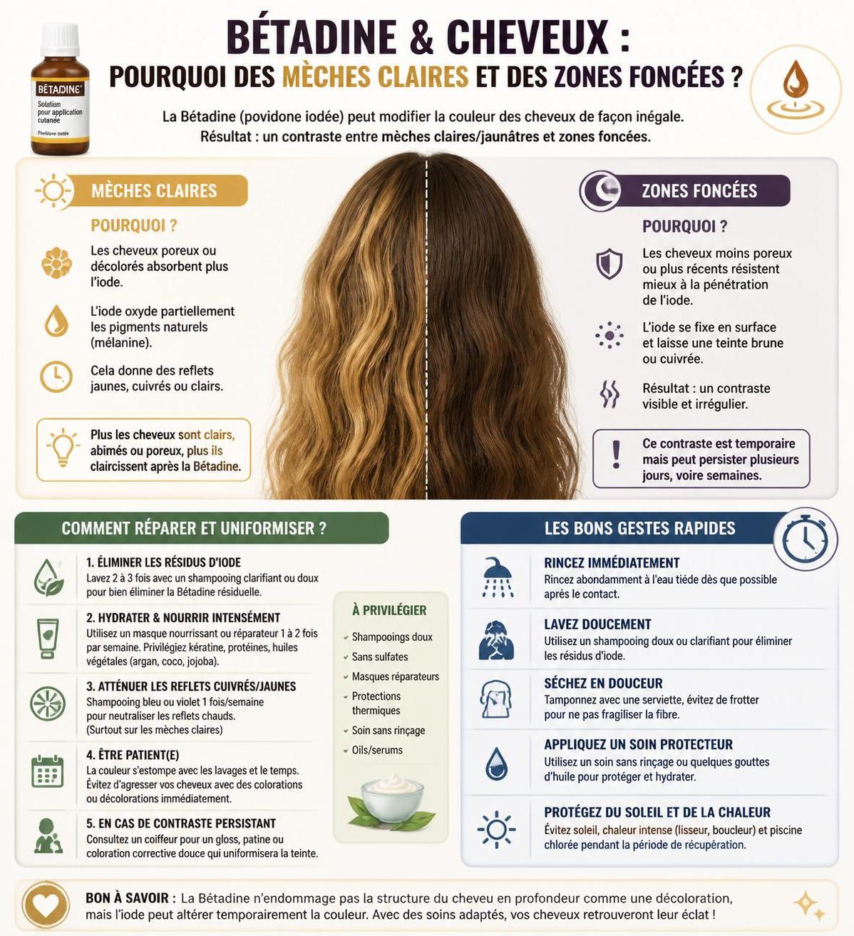 découvrez l'effet réel de la bétadine sur vos cheveux et comprenez comment elle agit sur la fibre capillaire pour mieux prendre soin de votre chevelure.