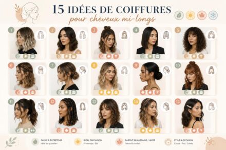 découvrez 15 idées et inspirations tendance pour sublimer vos cheveux mi-longs avec des coiffures modernes et faciles à réaliser.