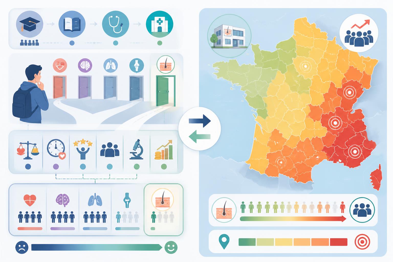 Dermatologie : pourquoi cette spécialité reste-t-elle si peu plébiscitée malgré sa rareté ? découvrez pourquoi la dermatologie, malgré sa rareté, reste une spécialité peu choisie, en explorant les facteurs qui freinent son attractivité auprès des étudiants et professionnels de santé.