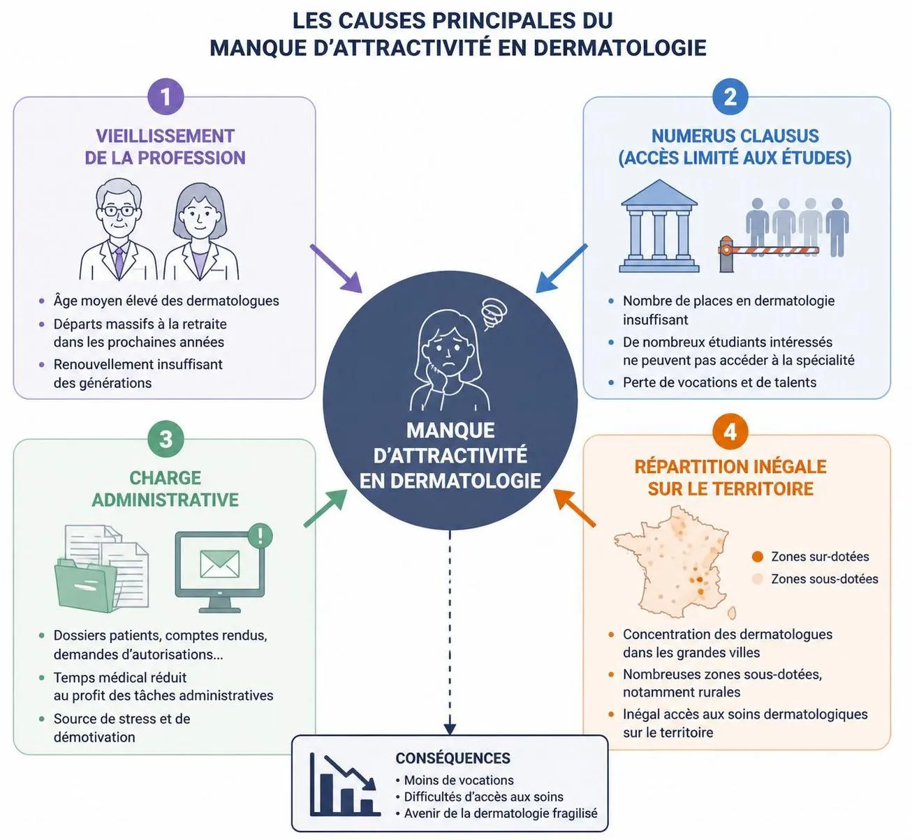 découvrez les raisons pour lesquelles la dermatologie, malgré sa rareté, reste une spécialité peu choisie et comprenez les enjeux qui freinent son attractivité.