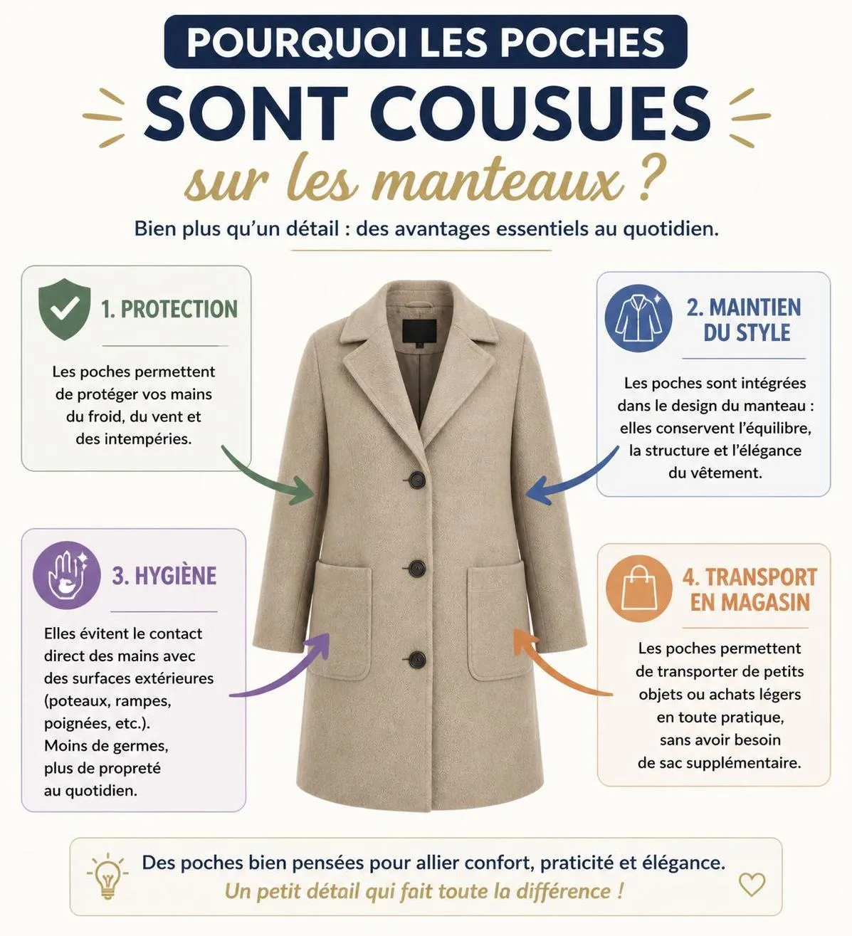 dĂ©couvrez si vous devez dĂ©coudre les poches de votre manteau grĂące Ă notre guide complet qui vous explique tout ce qu'il faut savoir pour entretenir et personnaliser votre vĂȘtement.