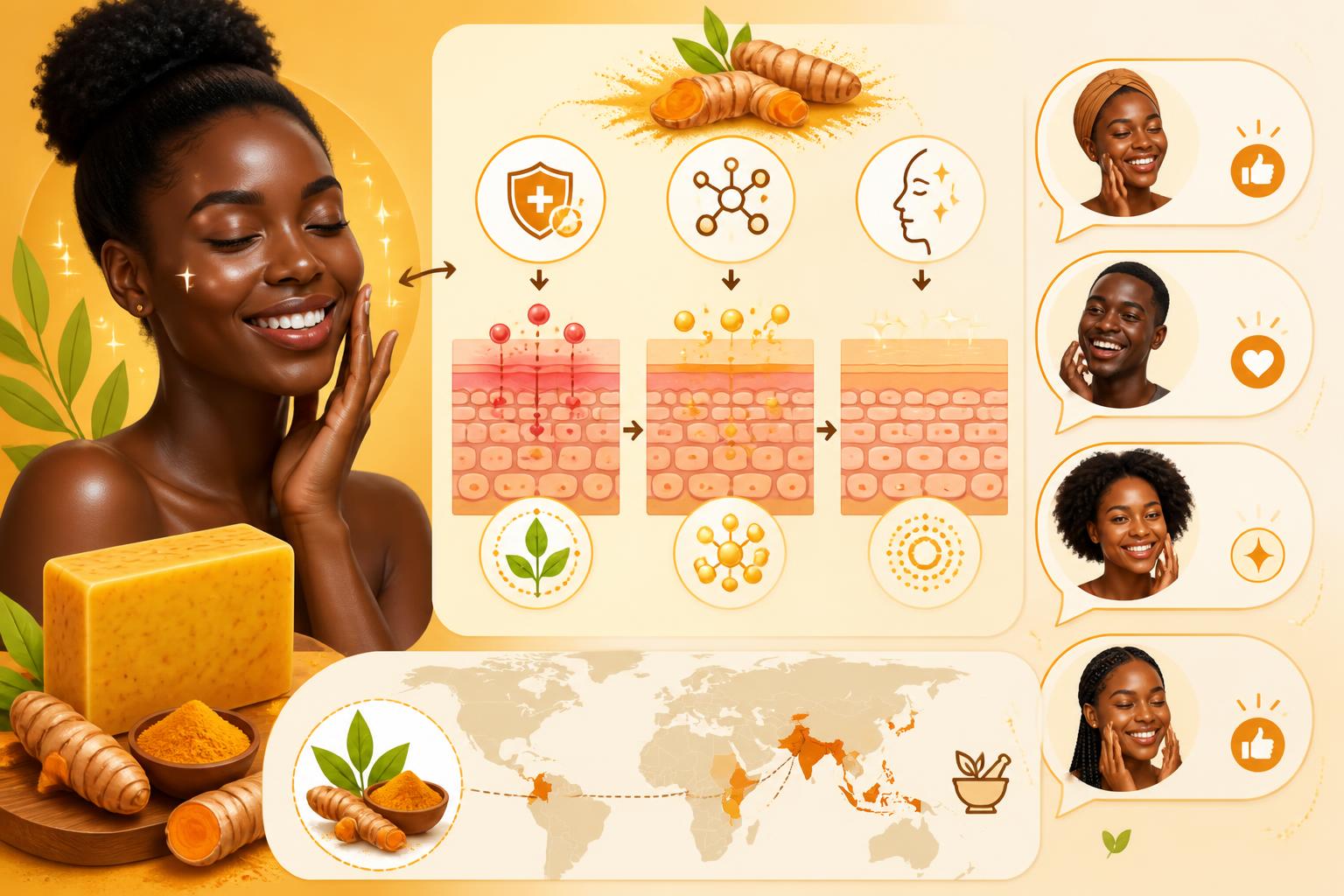 L’éclat ultime révélé : plongée au cœur du rituel japonais de soin du visage découvrez les bienfaits du savon au curcuma spécialement conçu pour les peaux noires. lisez des témoignages authentiques et voyez les résultats impressionnants pour une peau éclatante et saine.