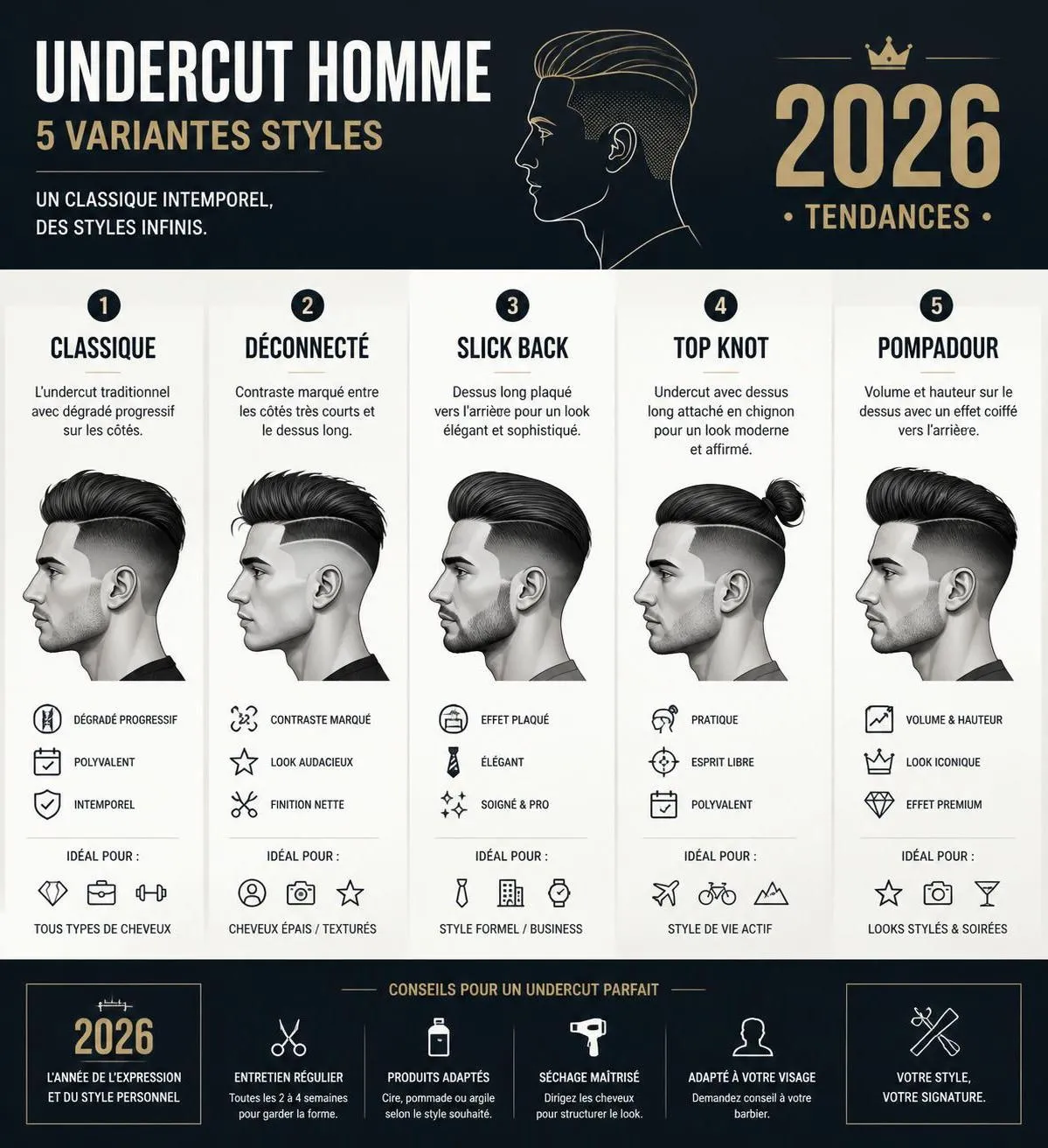 découvrez tout sur l'undercut homme en 2026 : guide complet des coupes tendances et conseils d'entretien pour un style moderne et impeccable.