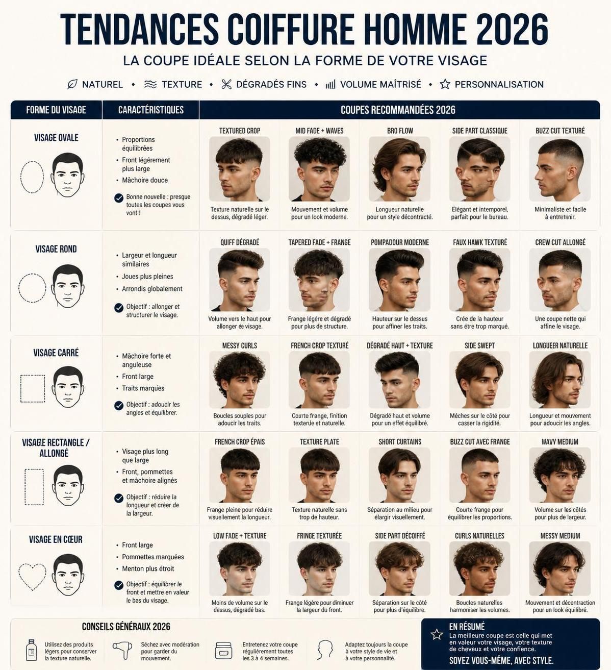 découvrez les 10 tendances coupe de cheveux homme 2026 adaptées à chaque forme de visage pour un style parfait et personnalisé.