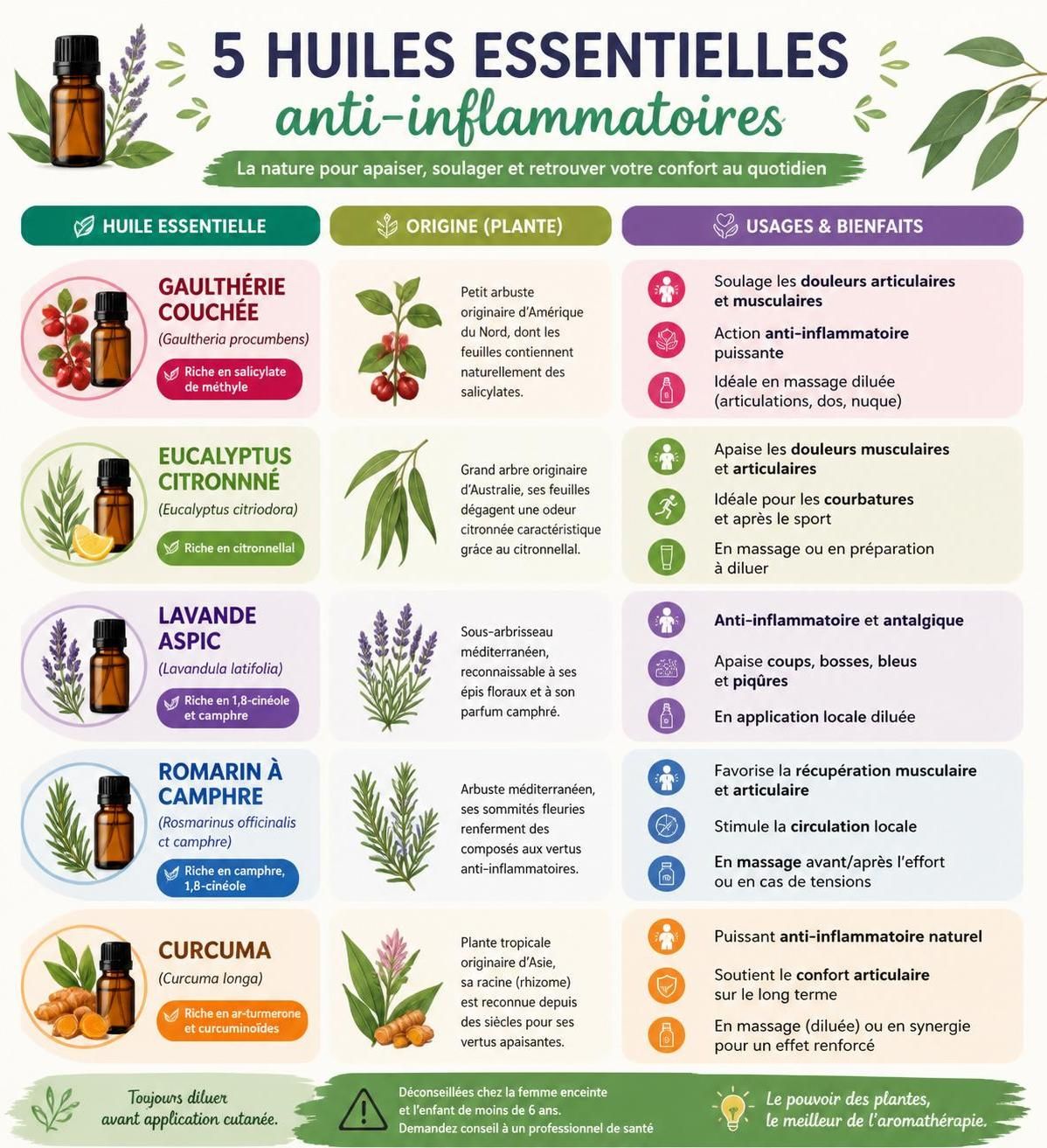 découvrez les meilleures huiles essentielles anti-inflammatoires et apprenez comment les utiliser efficacement pour soulager douleurs et inflammations naturellement.