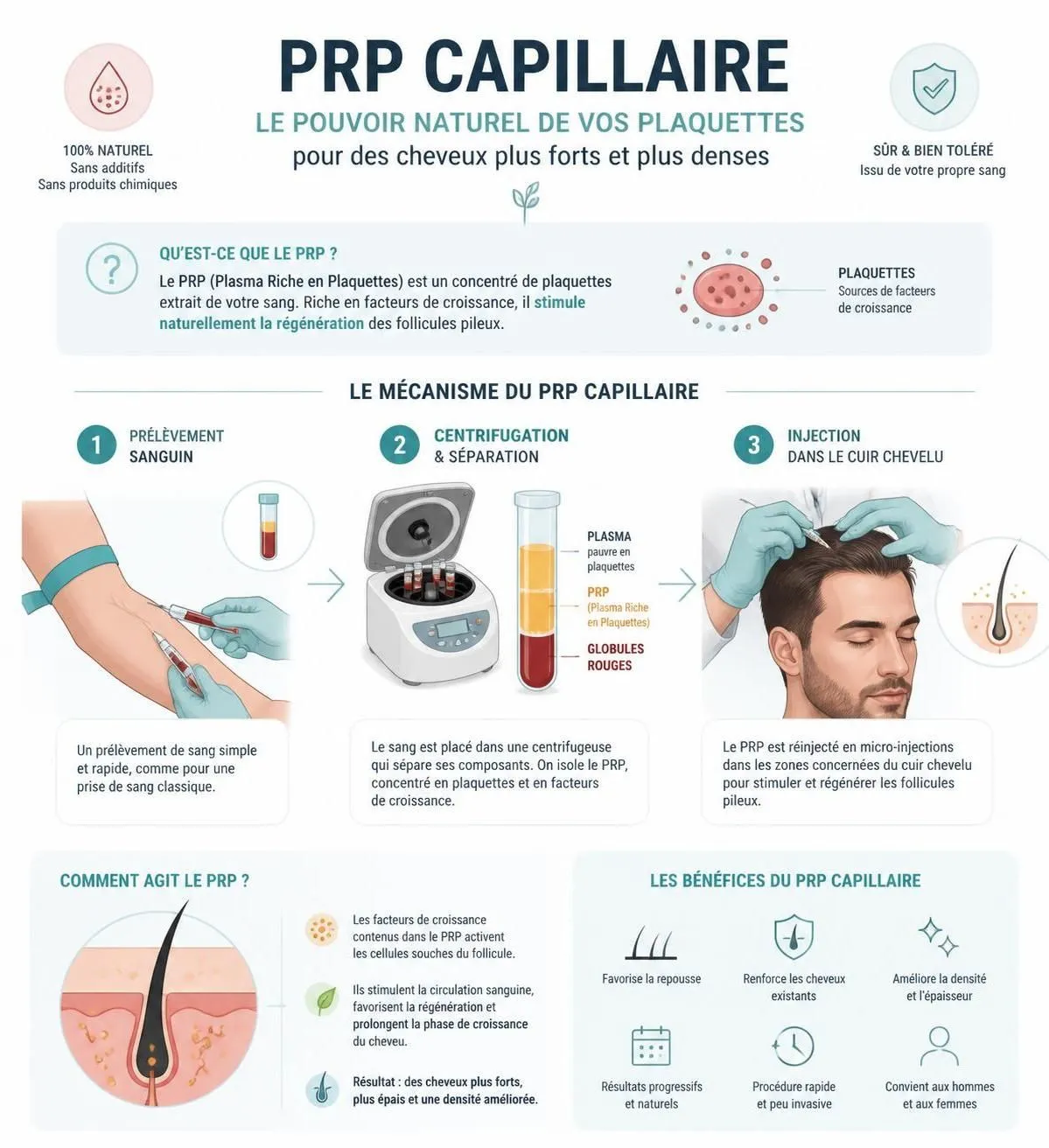 découvrez le prp capillaire : fonctionnement, avantages, résultats attendus et prix d'un traitement pour stimuler la pousse des cheveux et lutter contre la chute.