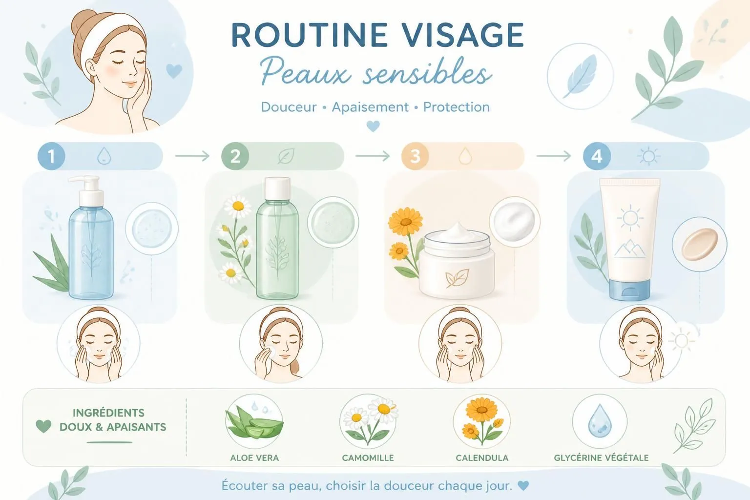 découvrez une routine soin visage spécialement conçue pour les peaux sensibles, avec des étapes clés et des produits adaptés pour apaiser et protéger votre peau au quotidien.