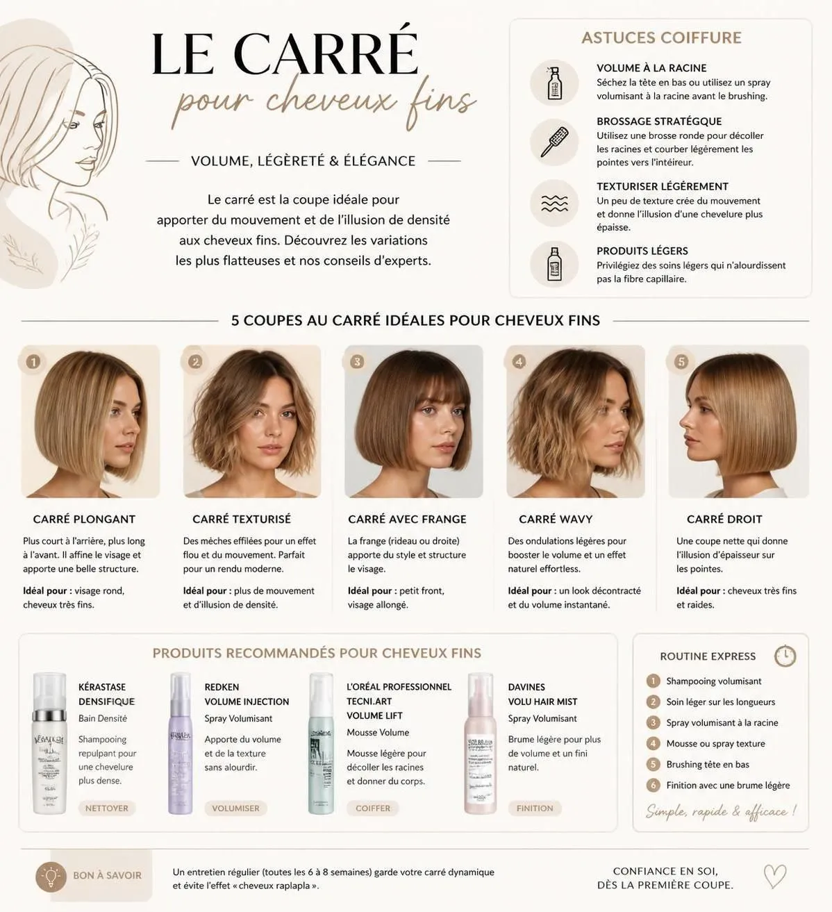 découvrez les coupes carré idéales pour cheveux fins et profitez des astuces de coiffeur pour gagner du volume instantanément et sublimer votre coiffure au quotidien.