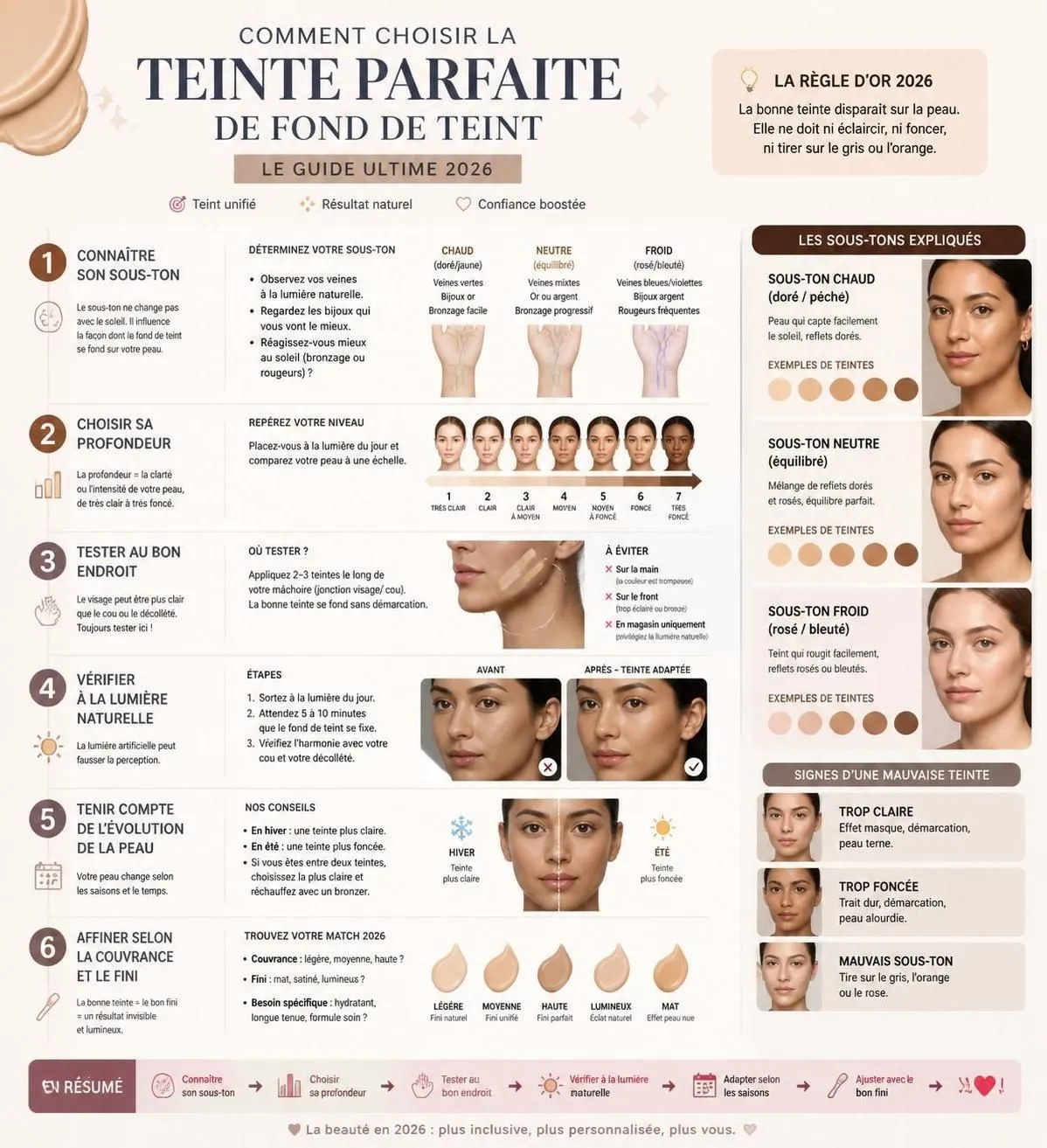 découvrez comment choisir le fond de teint parfait en 2026 : trouvez votre teinte idéale et la texture adaptée à votre peau pour un maquillage naturel et lumineux toute la journée.