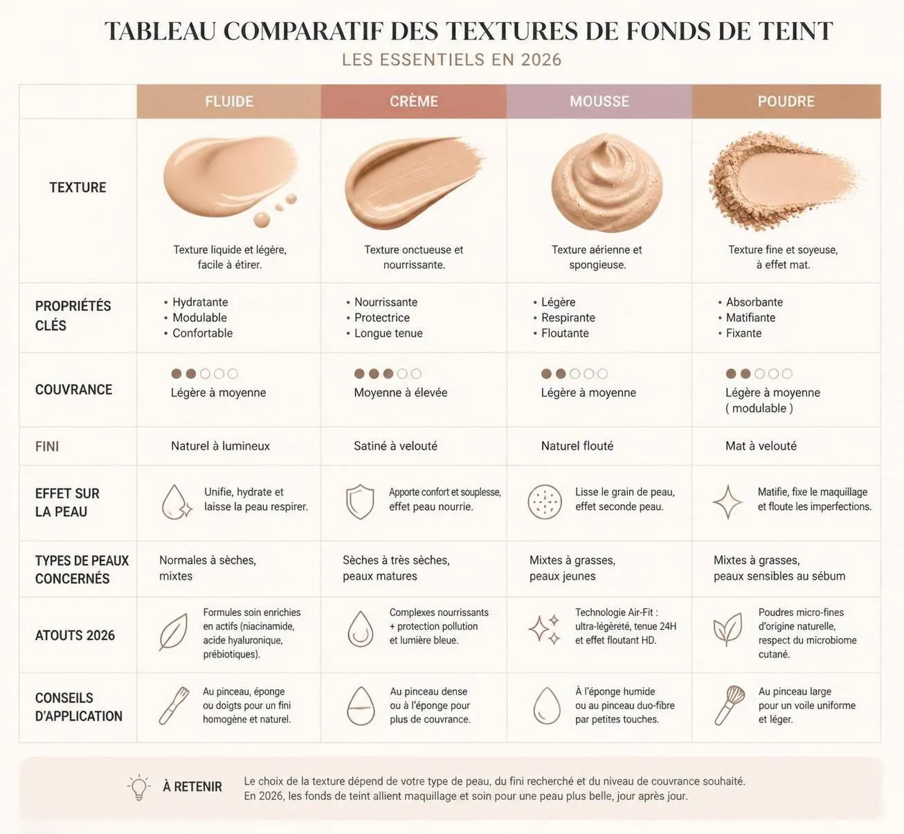 découvrez nos conseils pour choisir le fond de teint parfait en 2026, adapté à votre teinte de peau et à votre texture idéale pour un maquillage naturel et longue tenue.