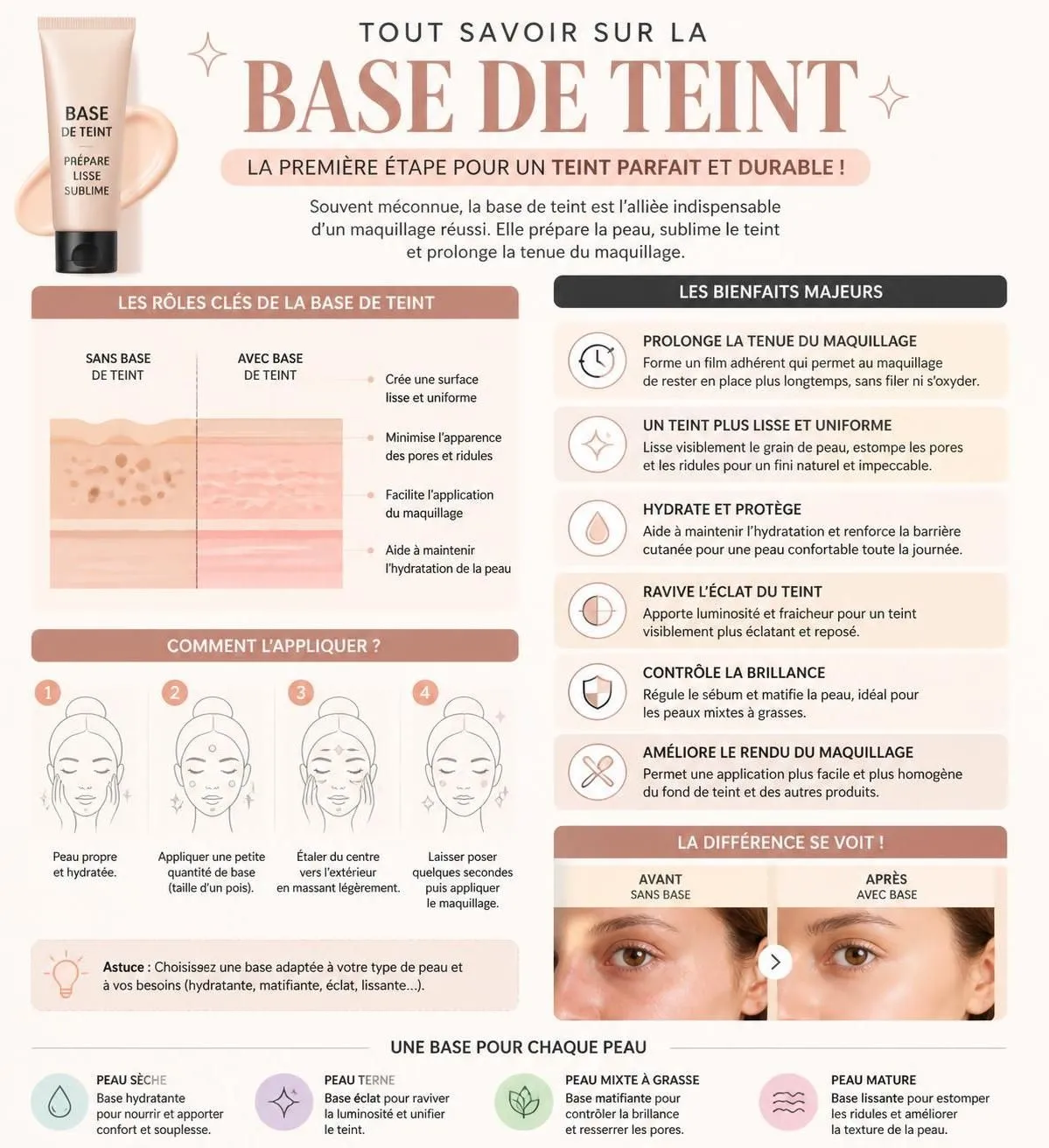 découvrez à quoi sert réellement une base de teint et comment choisir celle qui convient parfaitement à votre type de peau pour un maquillage réussi et une peau sublimée.