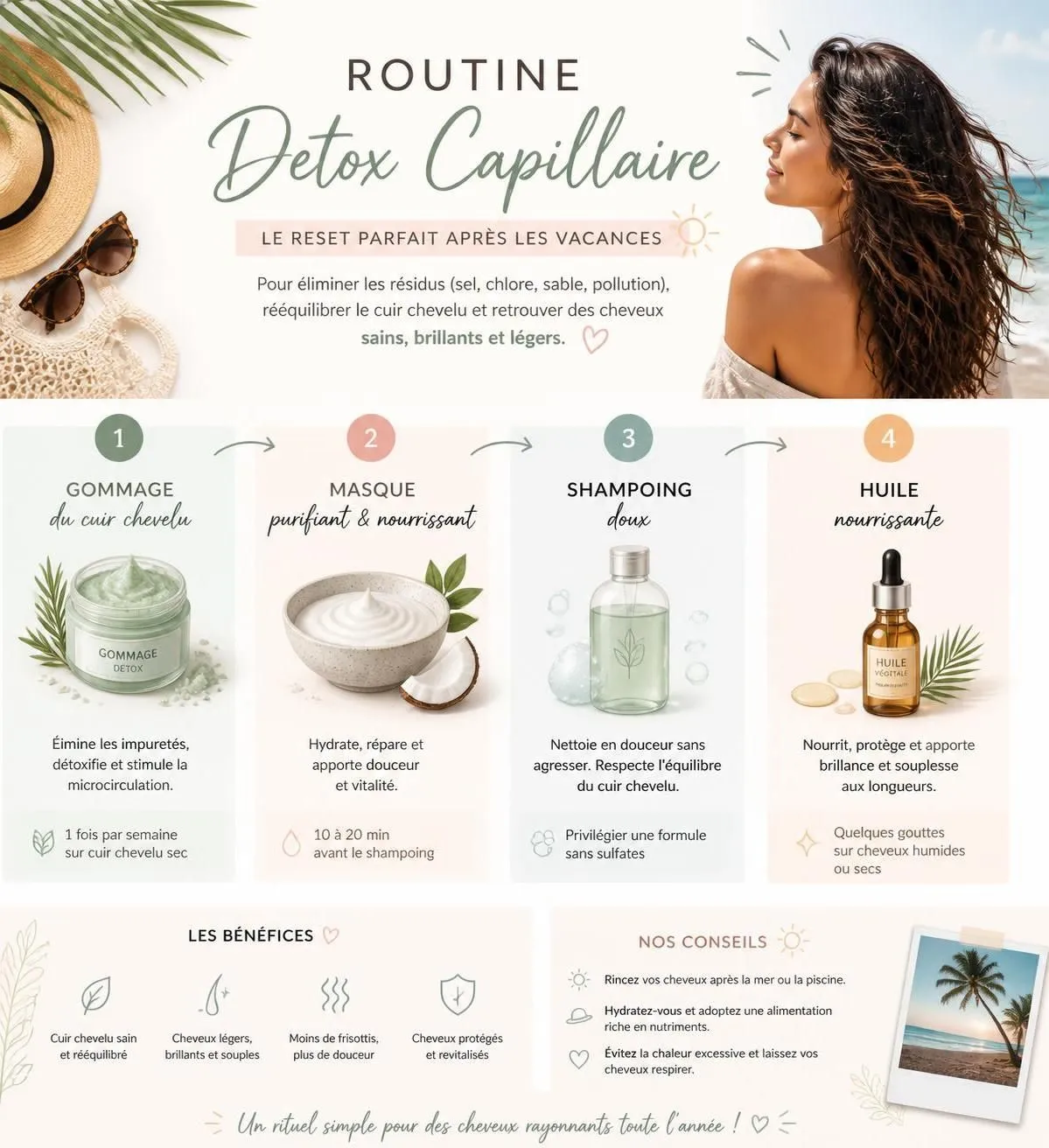 découvrez le rituel détox essentiel pour sublimer vos cheveux après les vacances, et retrouvez rapidement brillance et souplesse naturelles.