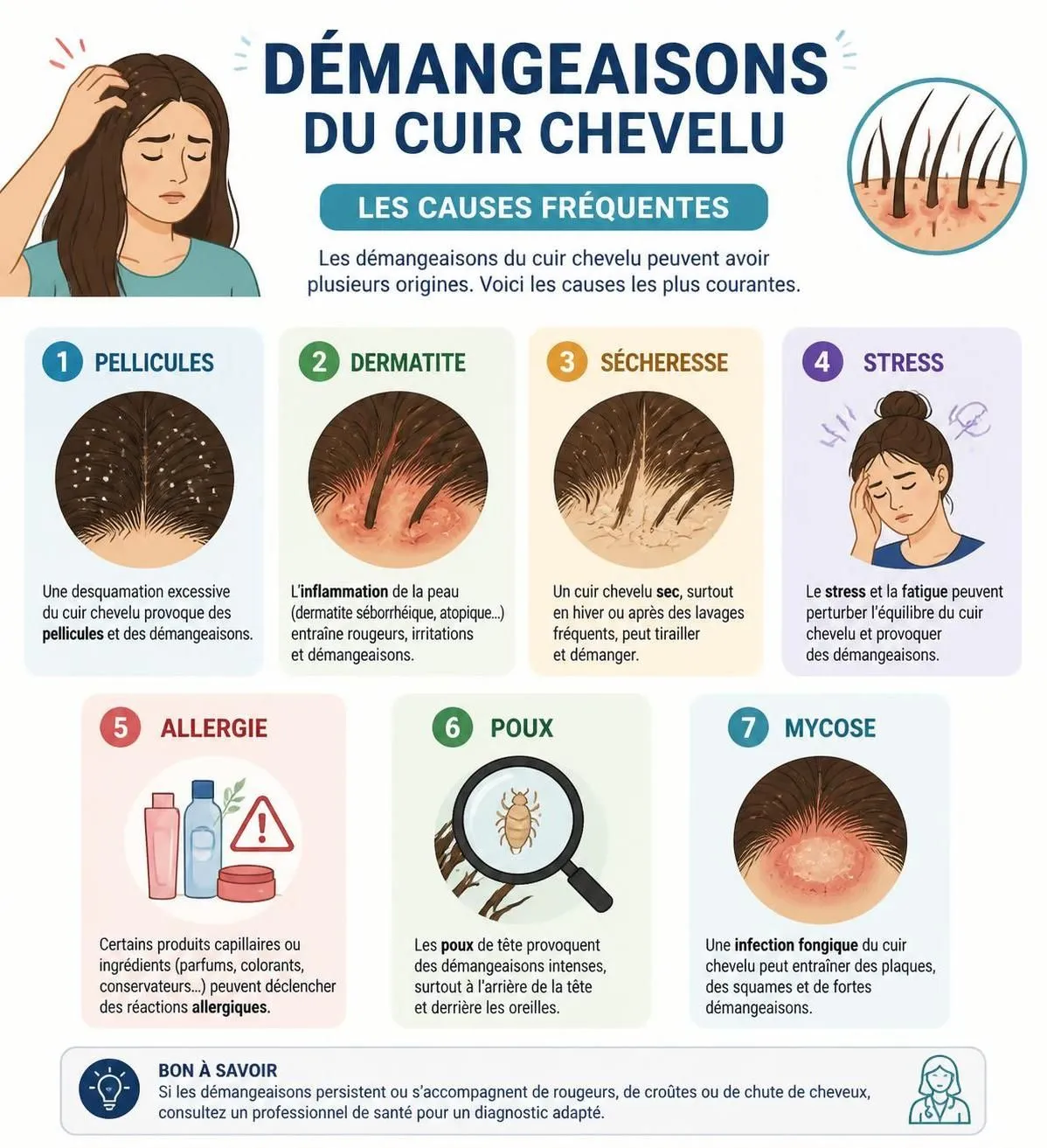 découvrez les causes courantes des démangeaisons du cuir chevelu et les soins efficaces pour apaiser les irritations et retrouver un confort durable.