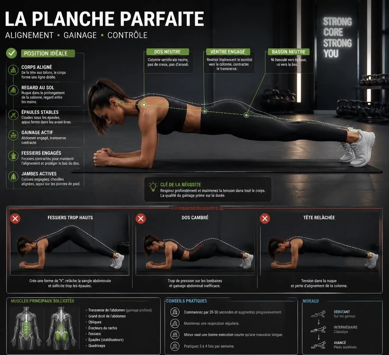 découvrez comment réaliser correctement la planche (gainage), la durée idéale pour la tenir et les vrais bénéfices pour votre corps. améliorez votre posture et renforcez vos abdominaux efficacement.