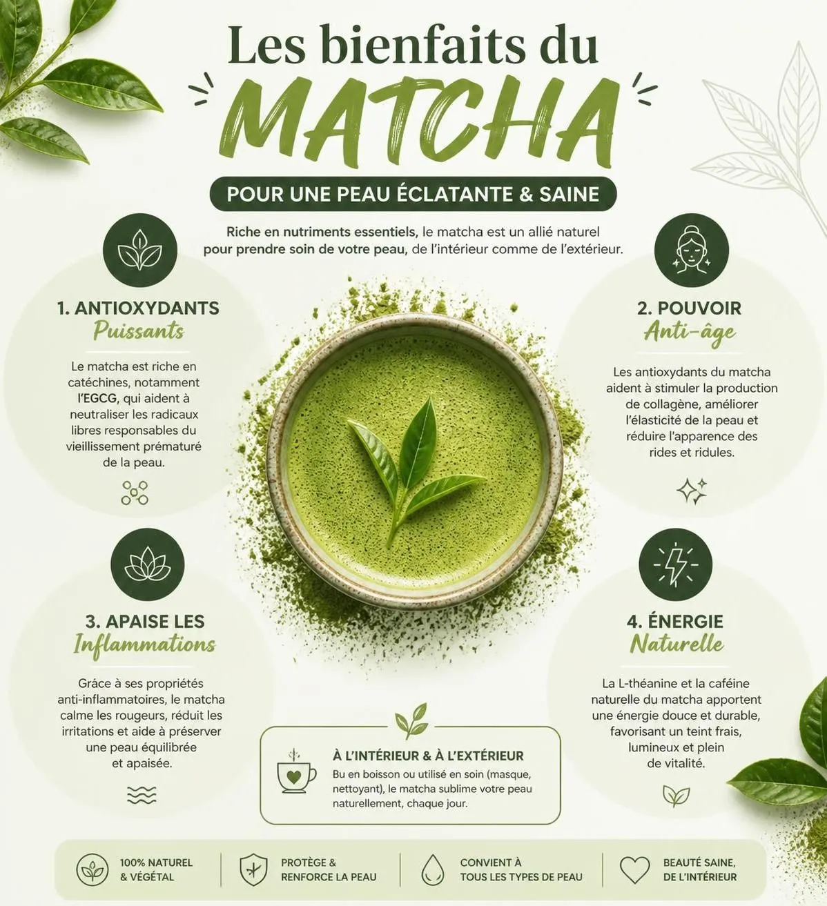 découvrez comment le matcha peut sublimer votre beauté grâce à ses anti-oxydants puissants, pour une peau lumineuse et une énergie revitalisée. notre guide complet vous révèle tous ses bienfaits.