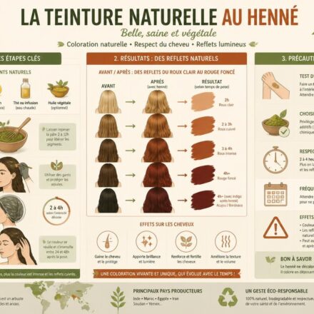 découvrez comment utiliser la teinture naturelle au henné, ses techniques d'application, les résultats attendus et les précautions essentielles à prendre avant de vous lancer pour une coloration cheveux saine et durable.