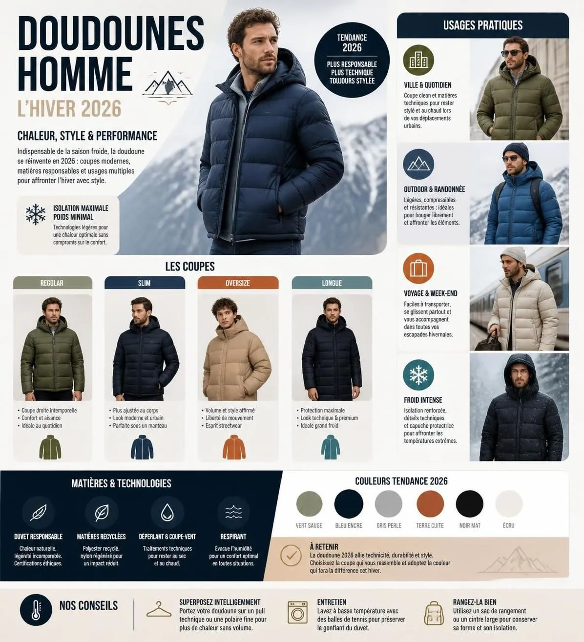 découvrez les meilleures doudounes homme de 2026, les coupes tendance à adopter et nos conseils pour les porter avec style au quotidien.