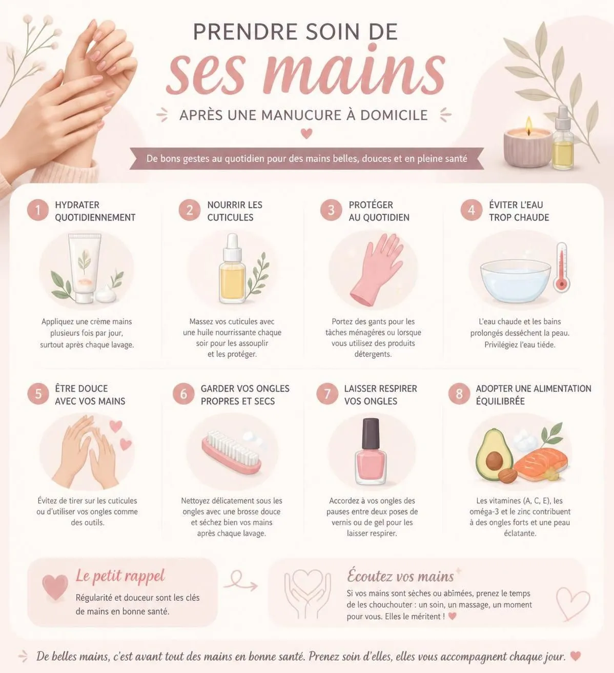 découvrez comment réaliser une manucure à domicile parfaite grâce à nos étapes détaillées pour un résultat professionnel digne d'un salon, sans avoir à vous déplacer.