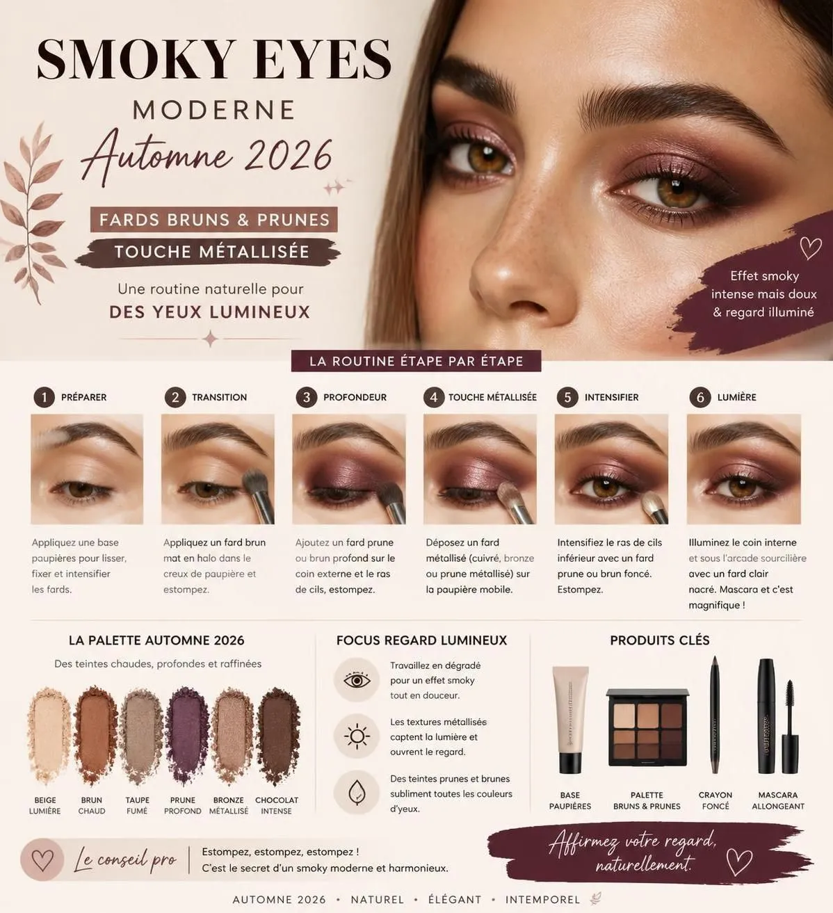 découvrez les tendances maquillage naturel automne 2026 avec des teintes nude et des produits bonne mine pour une beauté fraîche et éclatante toute la saison.