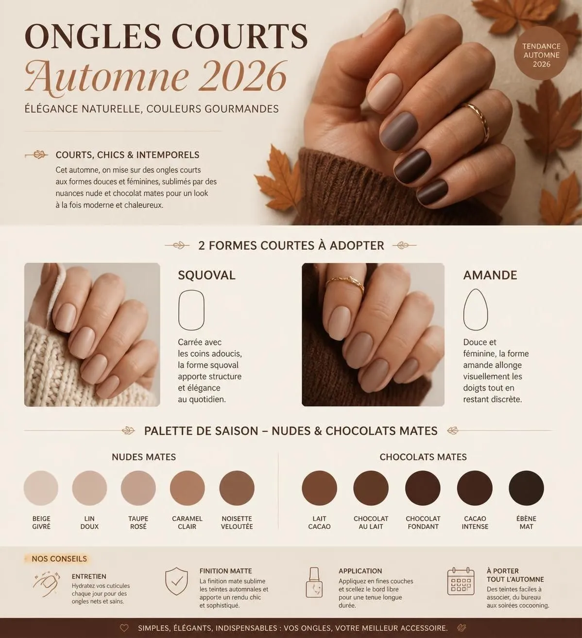découvrez les tendances ongles automne 2026 avec les couleurs chaudes et textures innovantes incontournables pour sublimer votre look cette saison.
