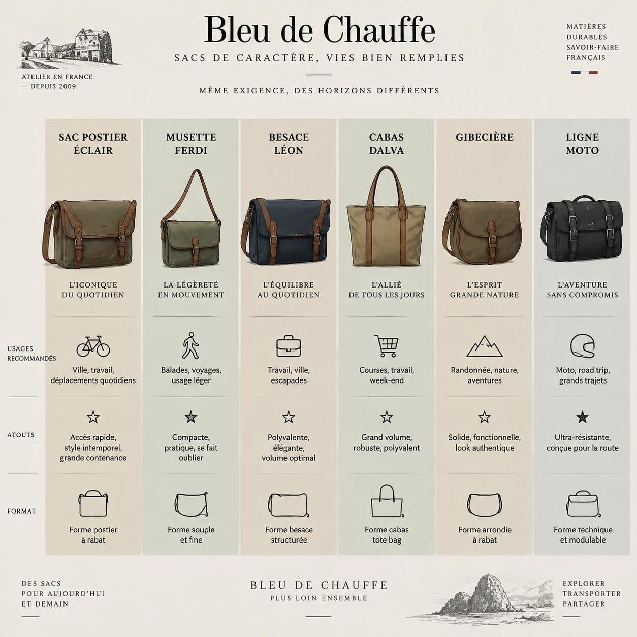 découvrez bleu de chauffe, marque française de workwear chic : ses sacs iconiques fabriqués en france et notre avis sur leur style, qualité et durabilité.