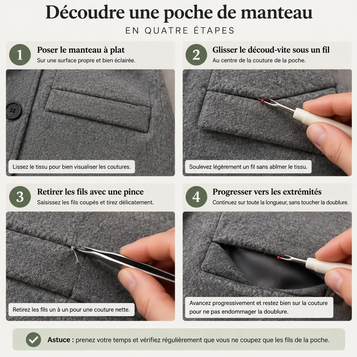 faut-il découdre les poches cousues d’un manteau neuf ? découvrez la réponse et nos conseils pour préserver votre manteau et maîtriser d’autres astuces mode.