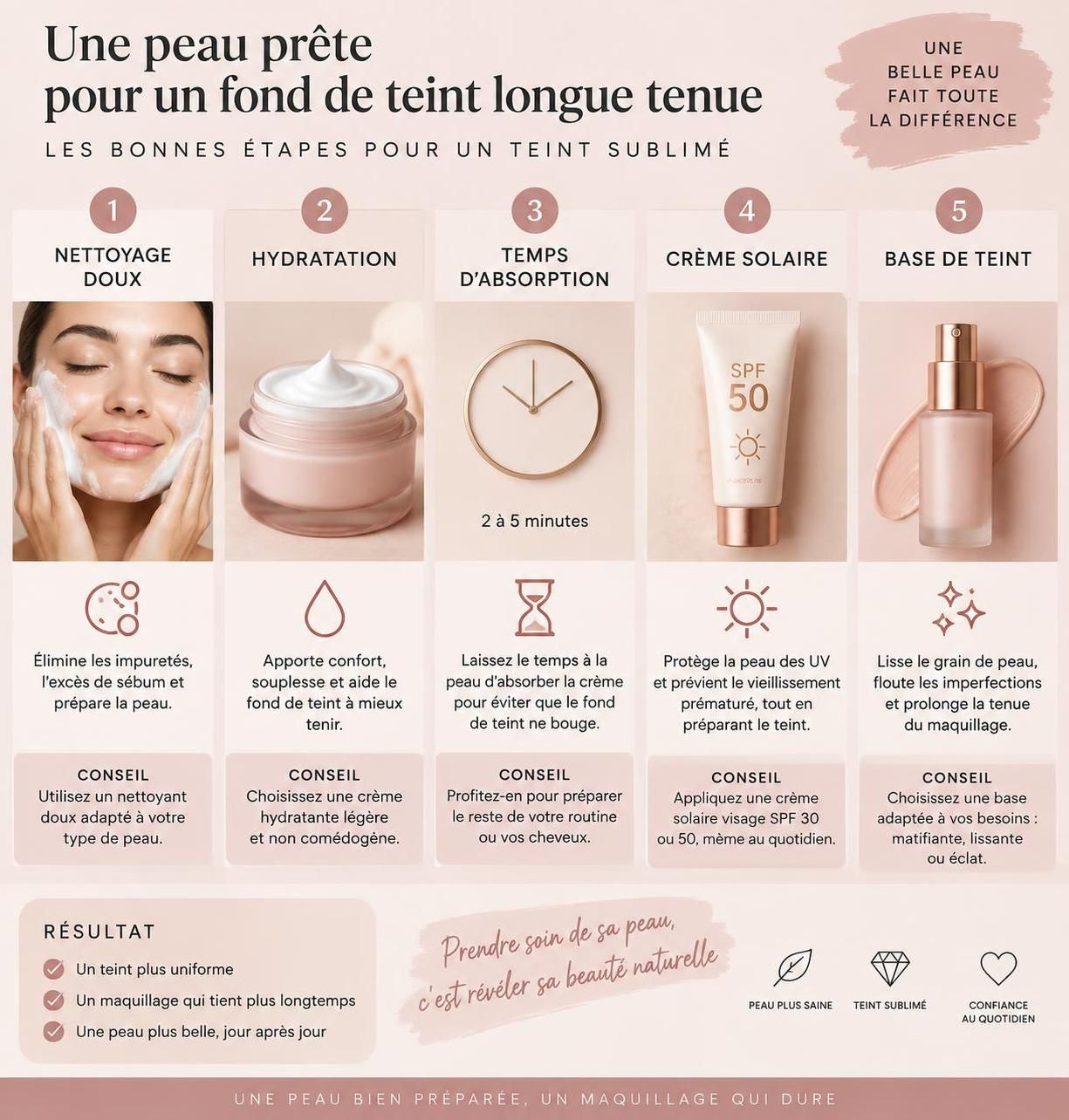 découvrez comment choisir un fond de teint longue tenue adapté à votre peau et le fixer efficacement pour un teint impeccable pendant 12 heures.