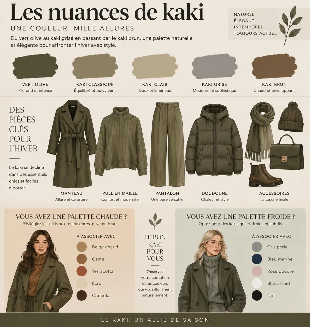 découvrez le kaki, couleur tendance de l’hiver 2026-2027, et nos conseils pour l’adopter facilement dans votre garde-robe.