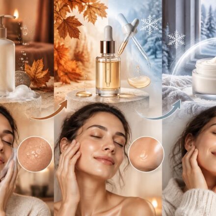 adaptez votre routine de soin à l’automne-hiver : choisissez une crème, un sérum et un nettoyant adaptés pour protéger et hydrater votre peau.
